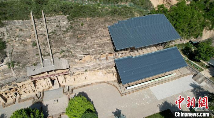 圖為航拍視角下的北石窟寺。　艾慶龍 攝