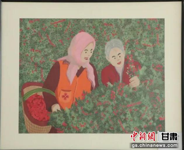 靖遠縣枸杞種植業(yè)帶動10多萬農(nóng)民脫貧致富。刺繡 王明風 繡稿 胡靜