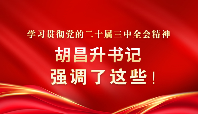 圖解|學習貫徹黨的二十屆三中全會精神 胡昌升書記強調(diào)了這些！