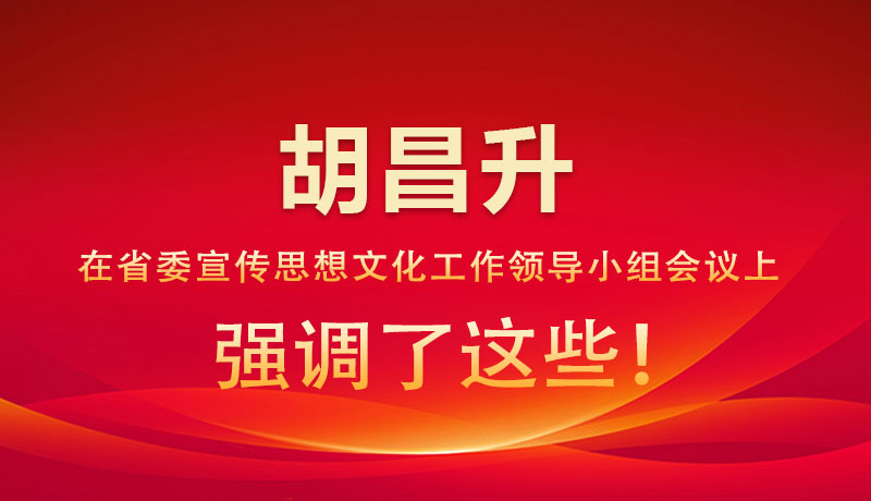 圖解|胡昌升在省委宣傳思想文化工作領(lǐng)導(dǎo)小組會議上強調(diào)了這些！